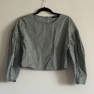 🛍️ 4/$25 Forever 21 Black and White Gingham Checkered Blouse